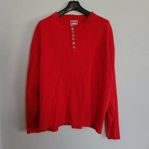 Vintage Marlboro Unlimited Mens XL Red Ribbed Henley Long Sleeve Shirt